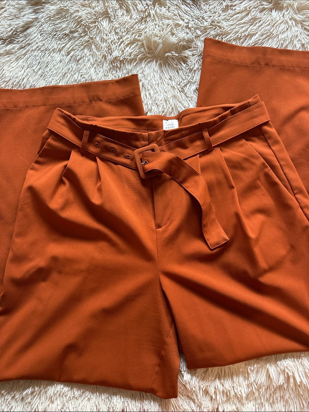High-Rise Belted Tailored Trouser - Rust